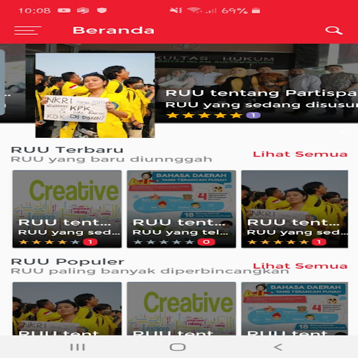 Android application Sistem Informasi Legislasi DPD screenshort