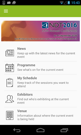Android application NDT Events screenshort