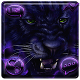 purple ferocious wolf theme flaming  wallpaper icon