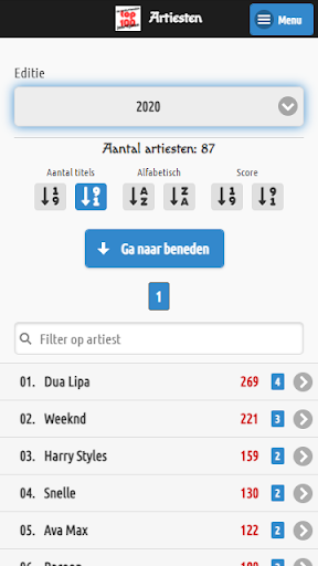 Top100 Jaarlijsten Screen 3