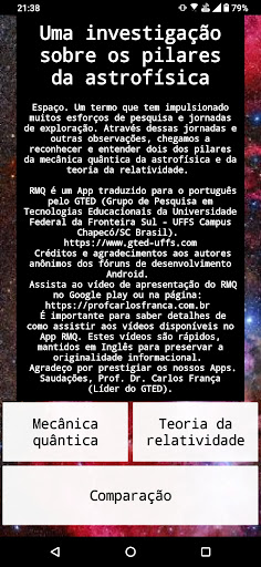 Android application RMQ - Mecânica Quântica screenshort