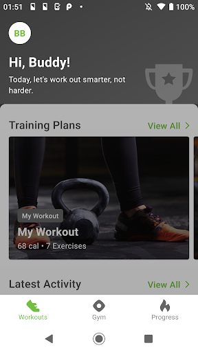 Android application énergie fitness screenshort
