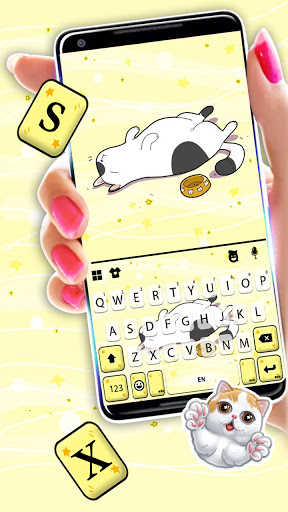 Sleepy Lazy Cat Keyboard Backg Screen 2