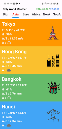 오로지 세계 날씨 Only World Weather Screen 2