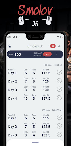 Android application Smolov Jr Calculator screenshort