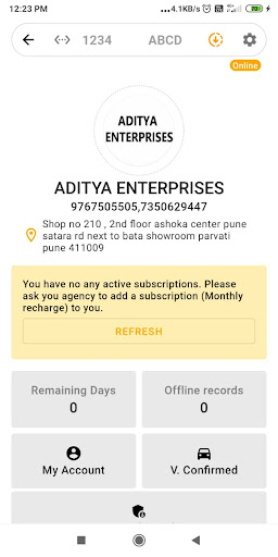 Android application ADITYA ENTERPRISES screenshort