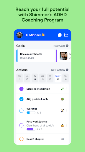 Screenshot of Shimmer: ADHD Coaching