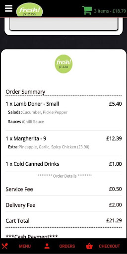 Android application Fresh Pizza Newton screenshort