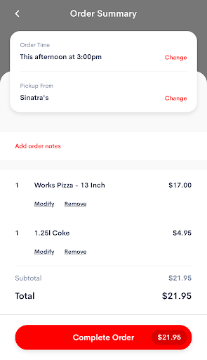 Sinatras Pizza & Pasta Screen 3