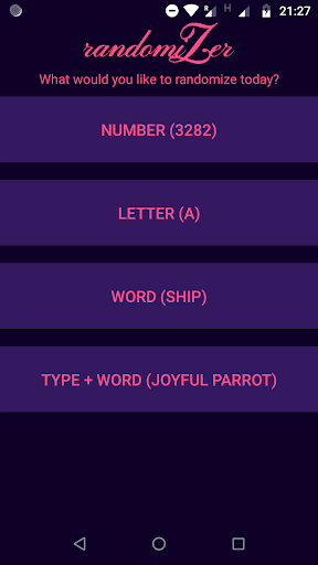 Android application randomiZer screenshort