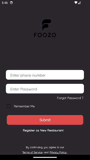 Android application FoozoPartner screenshort