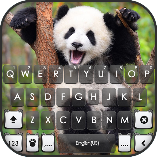 Happy Cute Panda Keyboard Back logo