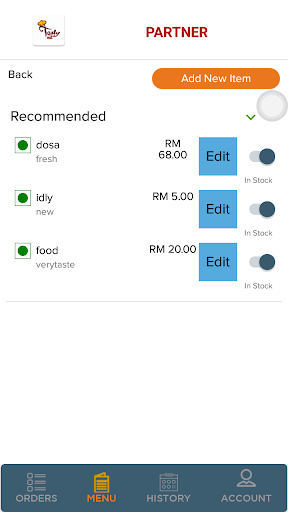 TastyEats Partner Screen 3