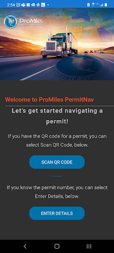 Android application ProMiles Permit Route Guidance screenshort