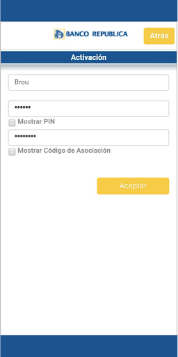 Android application BROU Llave Digital screenshort