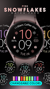 Snowflakes pink watch face