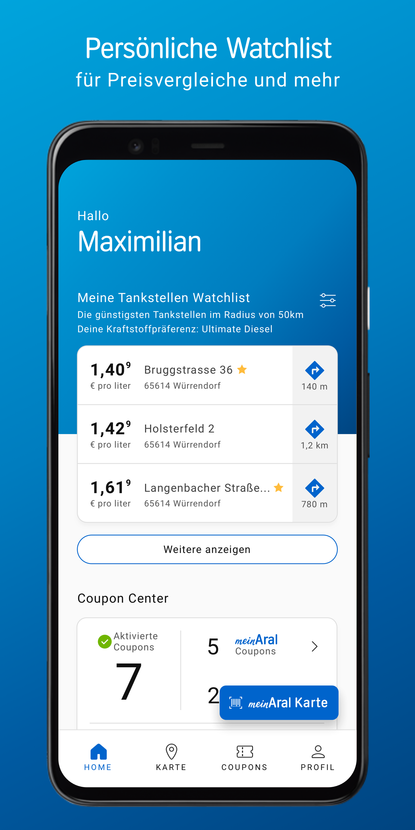 Android application meinAral - Tanken und Sparen screenshort