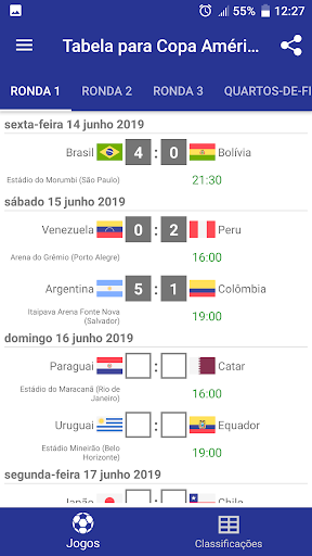 Visualização do aplicativo