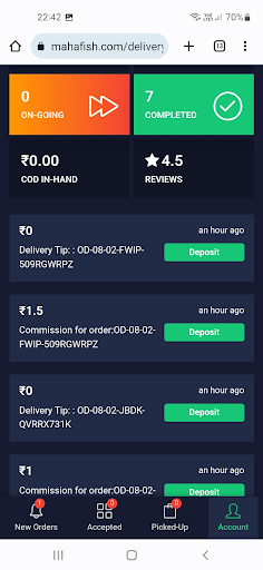 Android application Mahafish Delivery Partner screenshort
