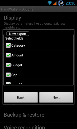 Android application Expenses Import plugin screenshort