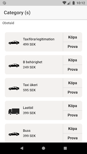 B,C,D,taxi och taxiåkeri teori Screen 2