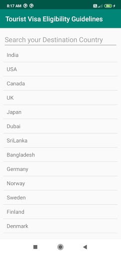 Tourist Visa Guidelines Screenshot