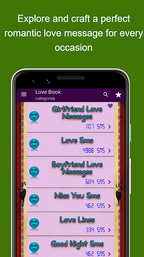 Android application Love Book screenshort