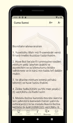 Android application Cuma Suresi screenshort