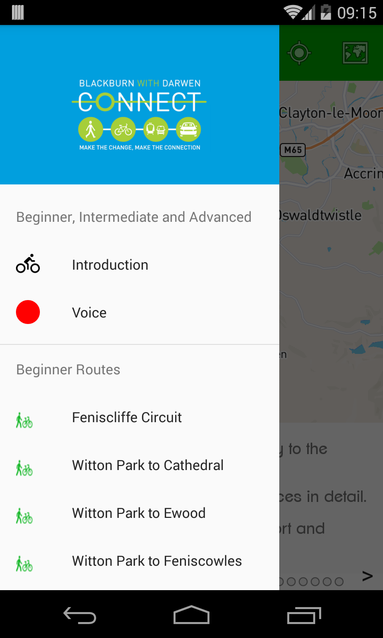 Android application Connect East Lancashire Cycle App screenshort