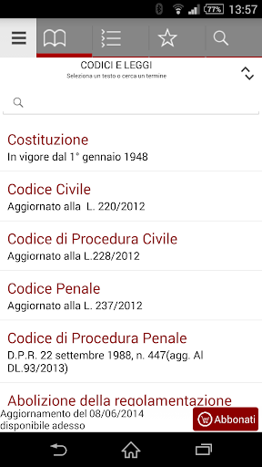 Android application Codici e Leggi screenshort