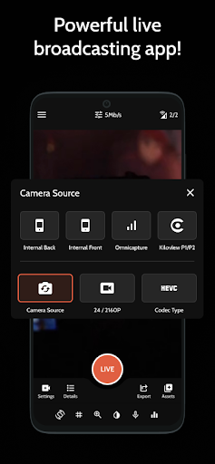 Android application Omnistream Live Video Creator screenshort