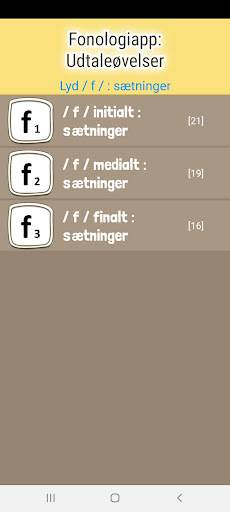 Fonologiapp: øvelser udtale Screen 3