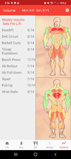 Android application Lift Run Eat - Training Log screenshort