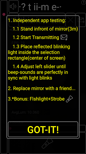 Android application Morse chat by camera light txt screenshort