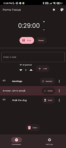 Android application Pomo focus screenshort