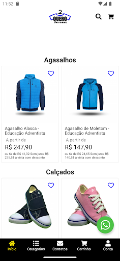 Android application Quero Uniforme screenshort