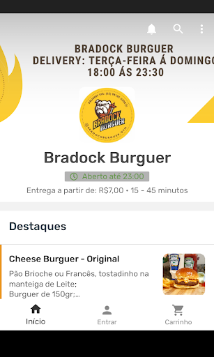 Android application Bradock Burguer screenshort