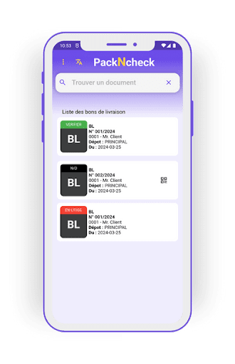 Android application PackNCheck screenshort