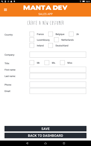 Manta Sales App Magento Screen 2