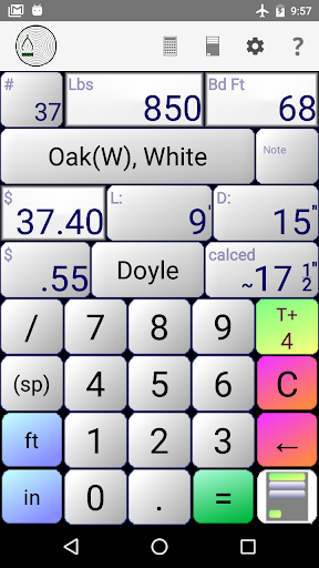 Android application Sawlog Calc Personal screenshort