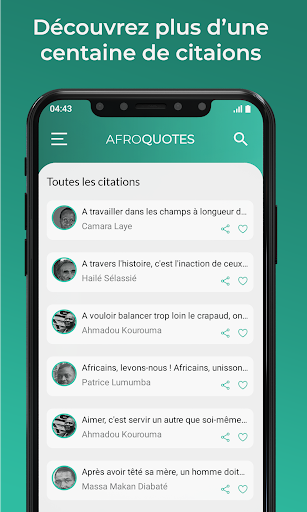 Android application Afroquote citations africaines screenshort