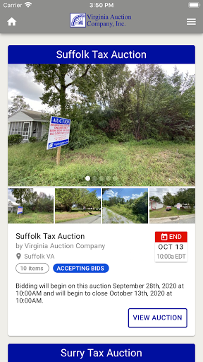 Virginia Auction Company Screen 3