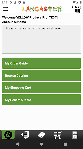 Android application Lancaster Online Ordering screenshort