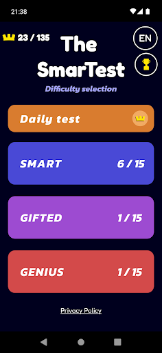 Android application The SmarTest - logic games screenshort