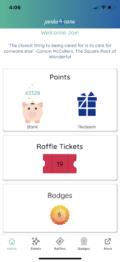 Android application Perks4Care screenshort