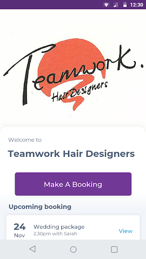 Android application Teamwork Hair Designers screenshort