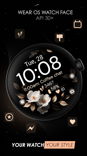 Android application Bronze Flowers watch face screenshort