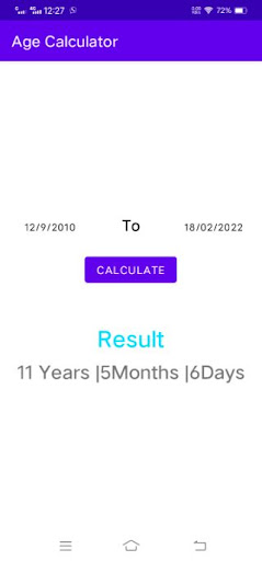 Android application Age Calculator screenshort