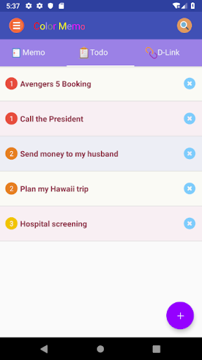 Color Memo Screen 2