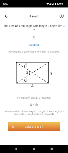 Area calculator Screen 3